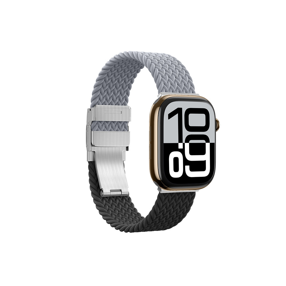 Apple Watch 10 46mm Amazingthing Glamour Blend Hasır Kordon Siyah-Gri