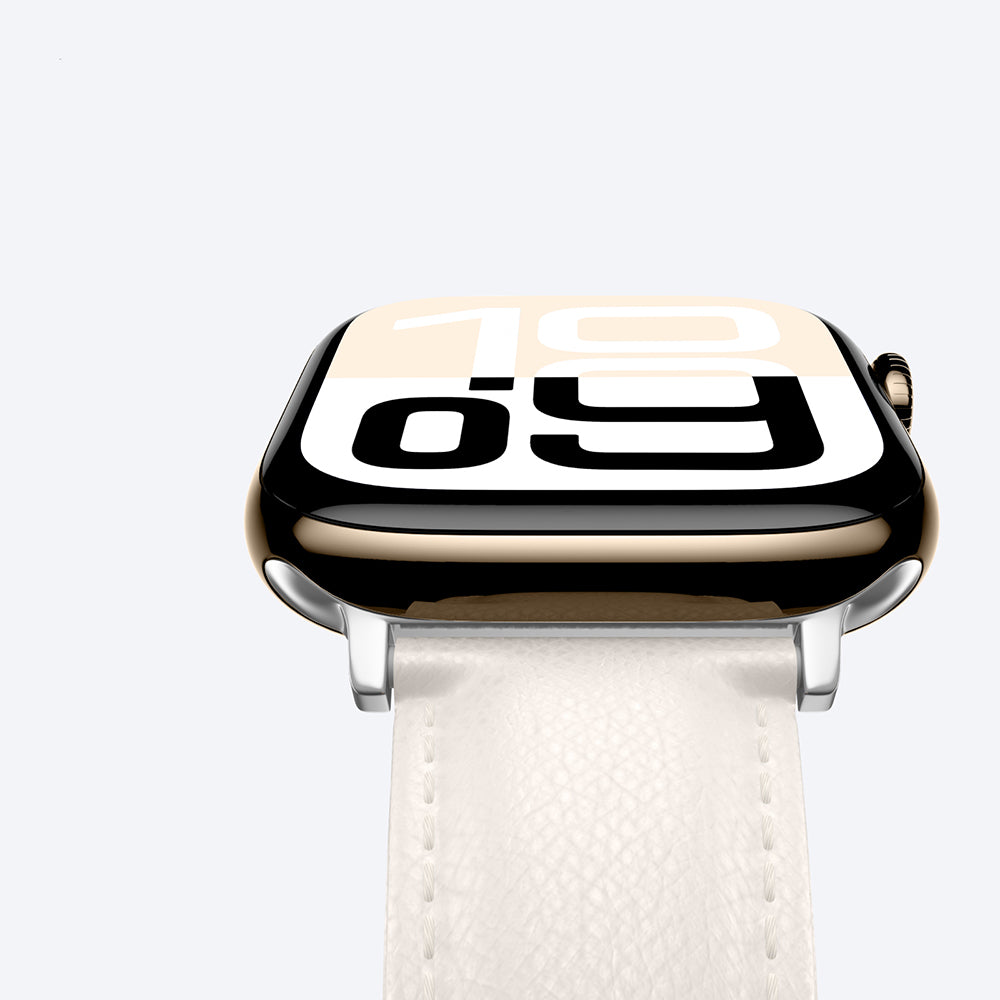 Apple Watch 10 46mm Amazingthing Glamour Class Deri Kordon Krem
