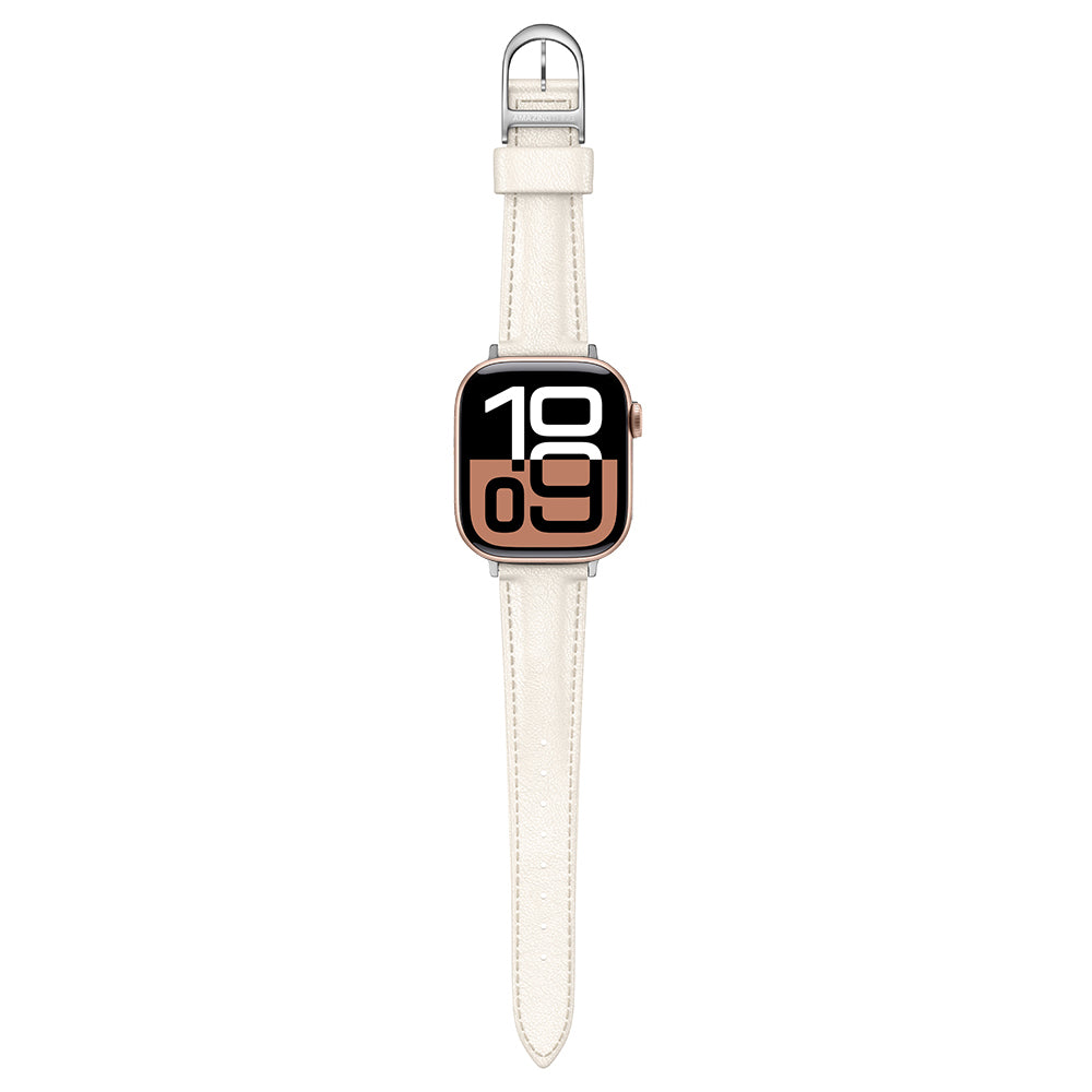 Apple Watch 10 46mm Amazingthing Glamour Class Deri Kordon Krem