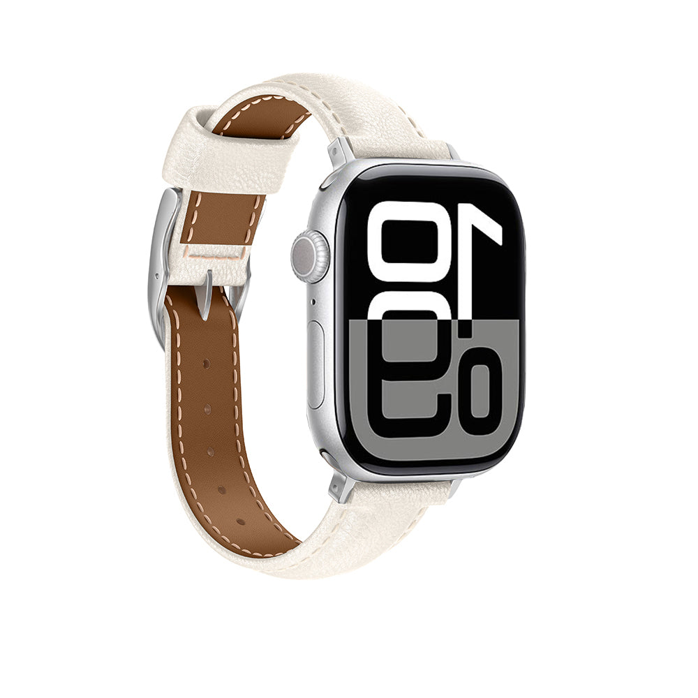 Apple Watch 10 46mm Amazingthing Glamour Class Deri Kordon Krem