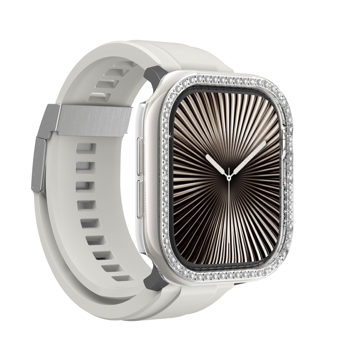 Apple Watch 10 46mm Amazingthing Gleam Fit FullGuard Taşlı Sert PC Kasa ve Ekran Koruyucu Siyah