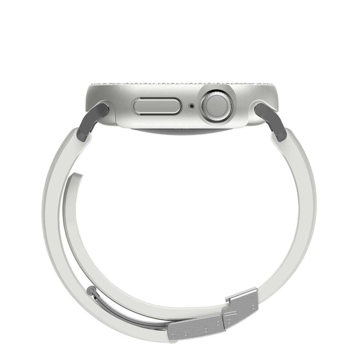 Apple Watch 10 46mm Amazingthing Gleam Fit FullGuard Taşlı Sert PC Kasa ve Ekran Koruyucu Şeffaf