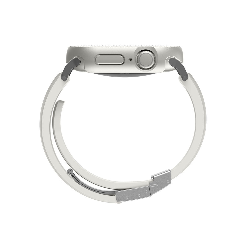 Apple Watch 10 46mm Amazingthing Gleam Fit FullGuard Taşlı Sert PC Kasa ve Ekran Koruyucu Şeffaf