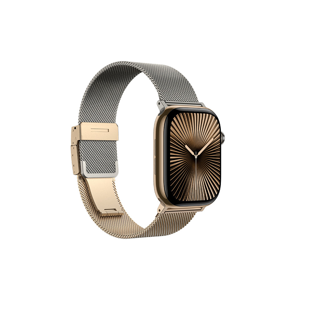 Apple Watch 10 46mm Amazingthing Omni StyleFlip Metal Hasır Kordon Rose Gold