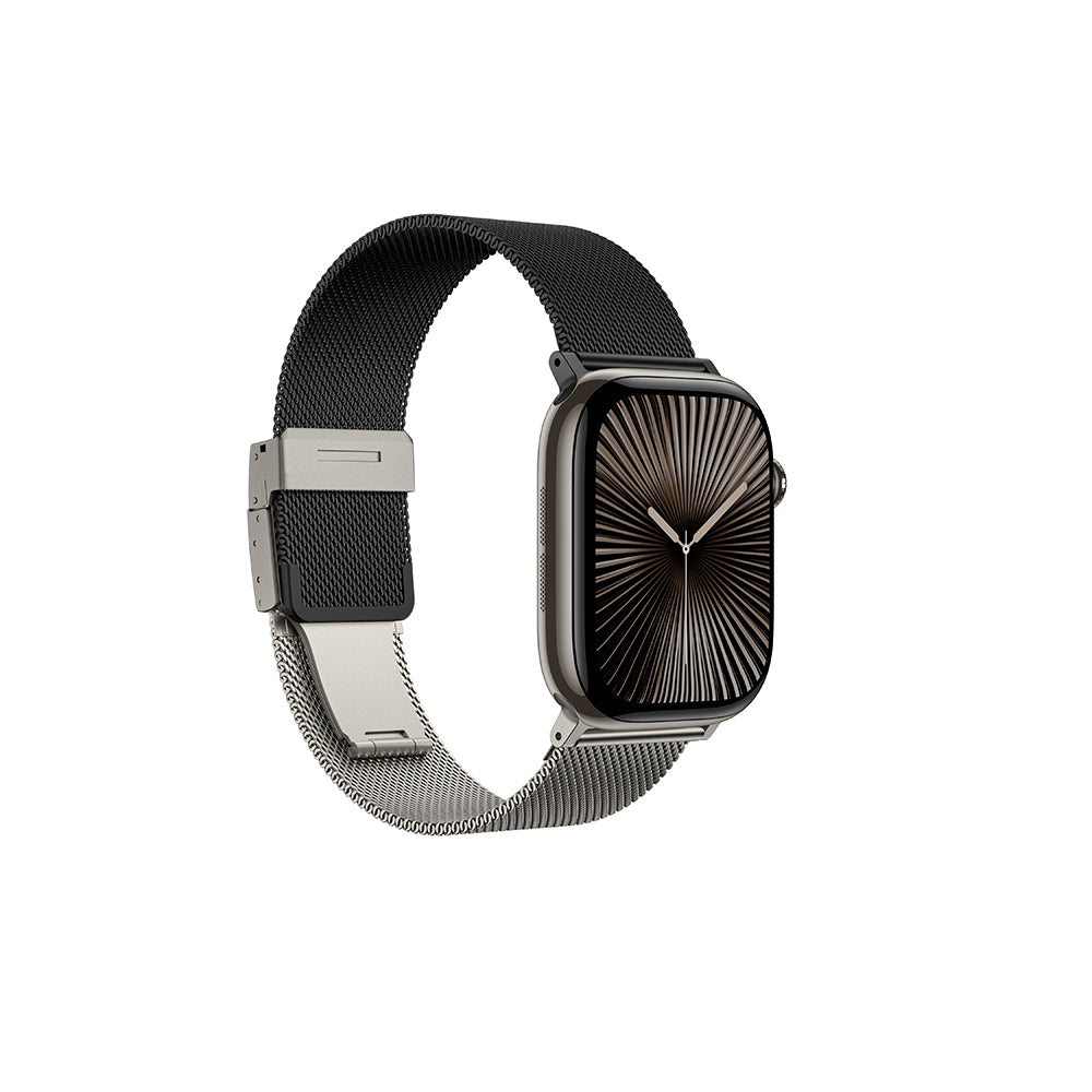 Apple Watch 10 46mm Amazingthing Omni StyleFlip Metal Hasır Kordon Gümüş