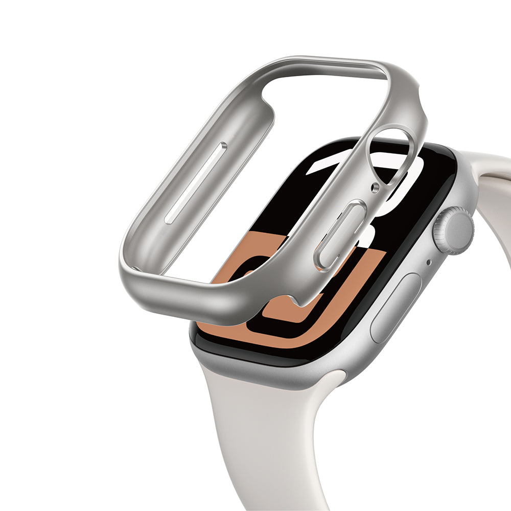 Apple Watch 10 46mm Amazingthing Radix Minimal FrameLite Sert PC Kasa Koruyucu Gümüş