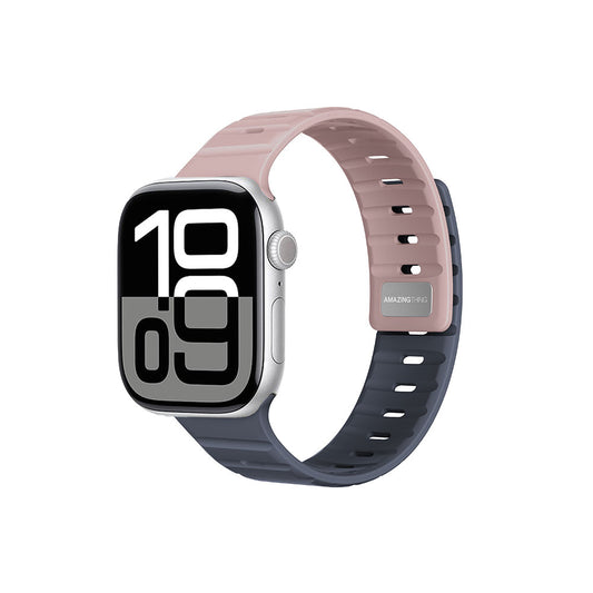 Apple Watch 10 46mm Amazingthing SilqLock Silikon Kordon Strap Kayış Pembe