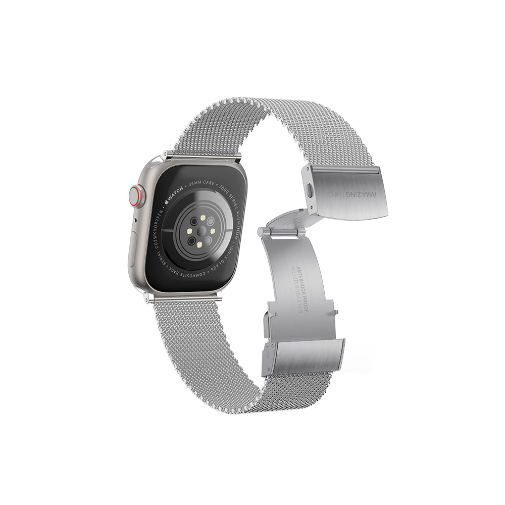 Apple Watch 10 46mm Amazingthing Titan Metal Hasır Kordon Siyah