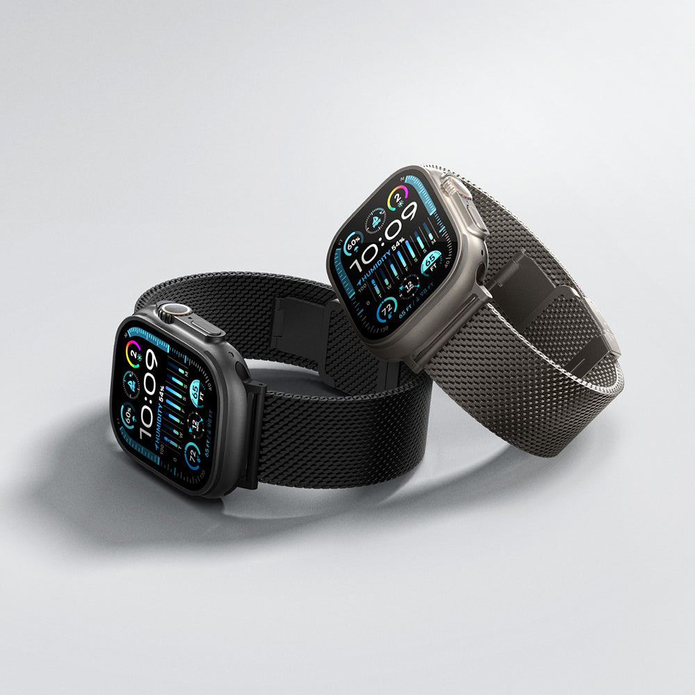 Apple Watch 10 46mm Amazingthing Titan Premium Metal Hasır Kordon Titanyum