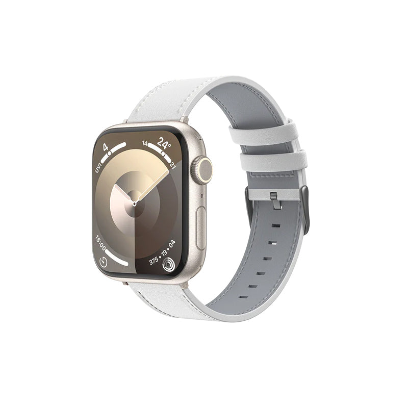 Apple Watch 10 46mm Benks Vintage Genuine Leather Serisi Deri Kordon Strap Kayış Beyaz