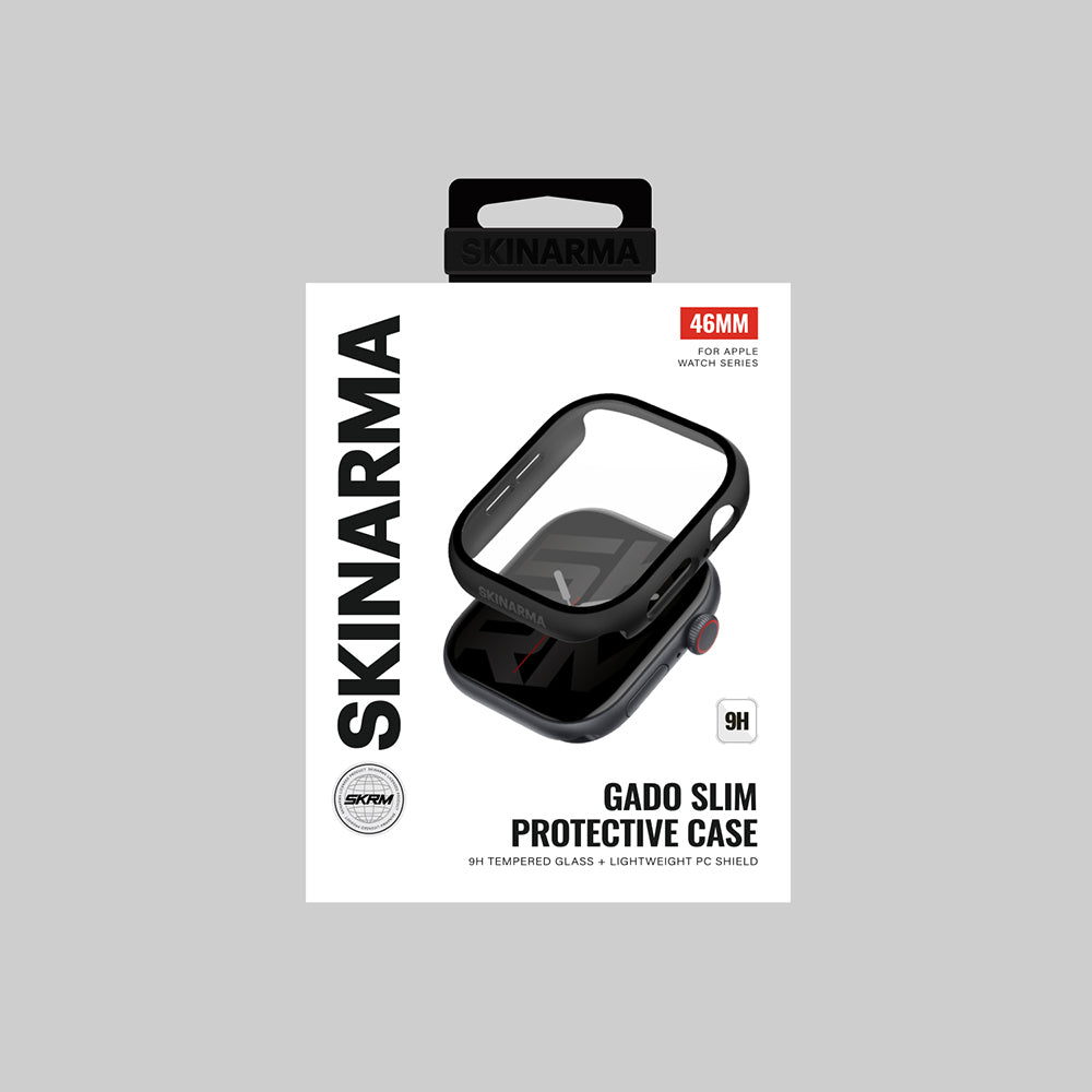 Apple Watch 10 46mm Skinarma Gado Sert Silikon Kasa ve Ekran Koruyucu Siyah