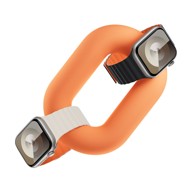 Apple Watch 40mm Benks Magnetik Tak Çıkar Silikon Strap Kayış Starlight-Turuncu