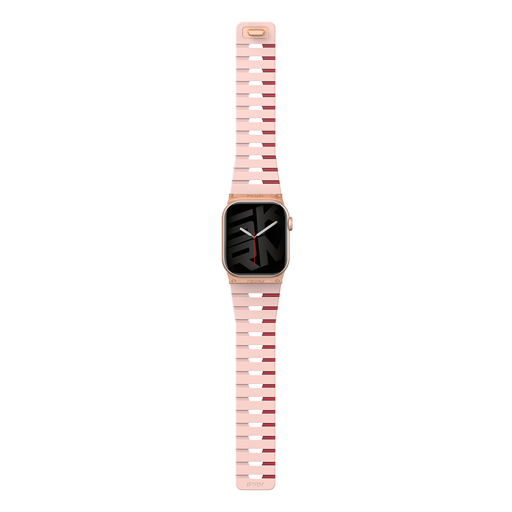 Apple Watch 40mm Skinarma Gemini Serisi TPU Magnetik Silikon Kordon Pembe