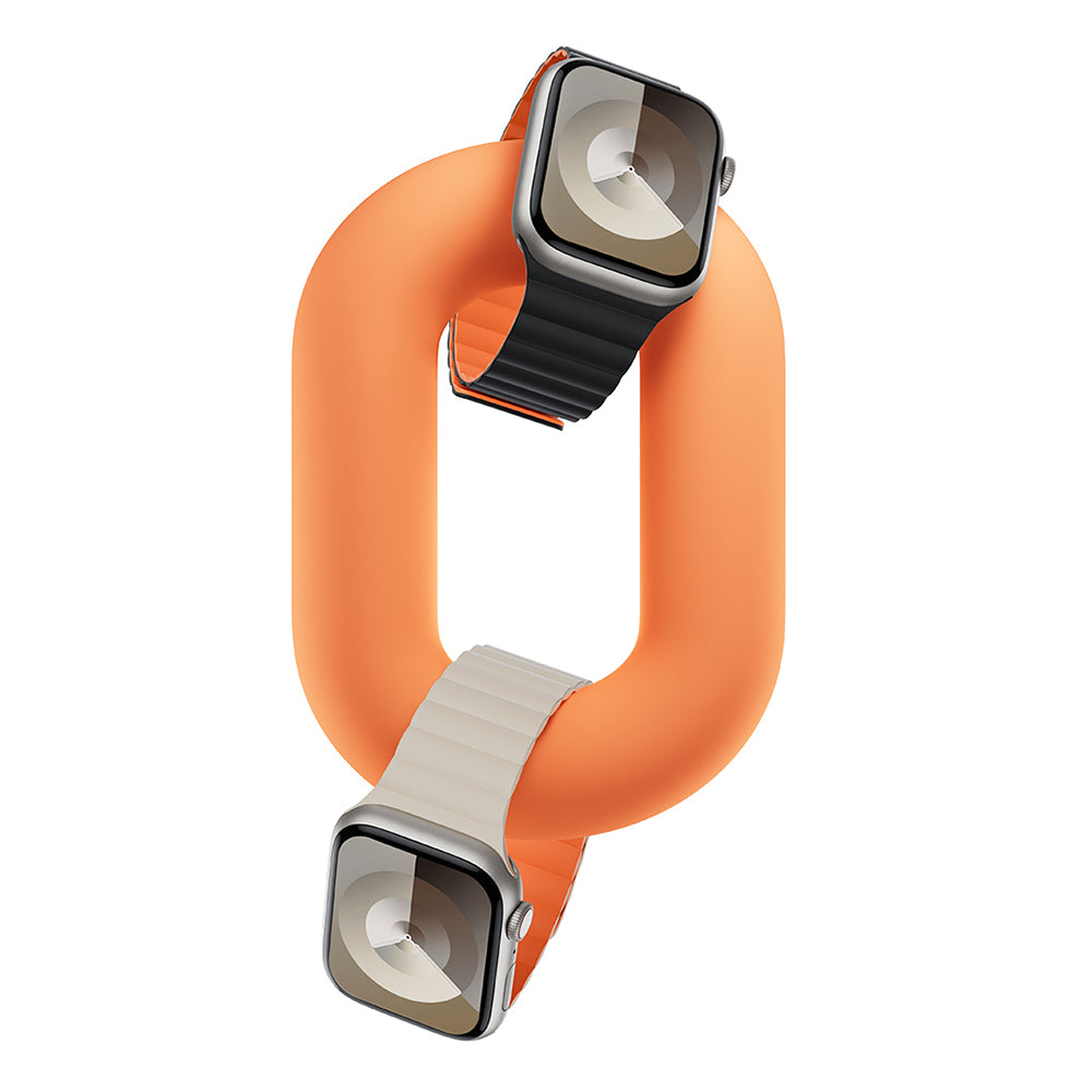 Apple Watch 42mm Benks Magnetik Tak Çıkar Silikon Strap Kayış Starlight-Turuncu
