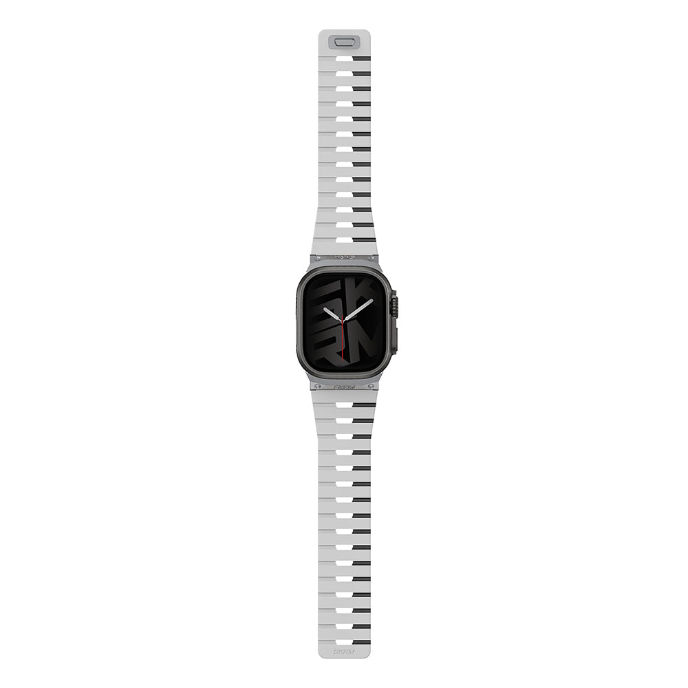 Apple Watch 42mm Skinarma Gemini Serisi TPU Magnetik Silikon Kordon Siyah-Turuncu