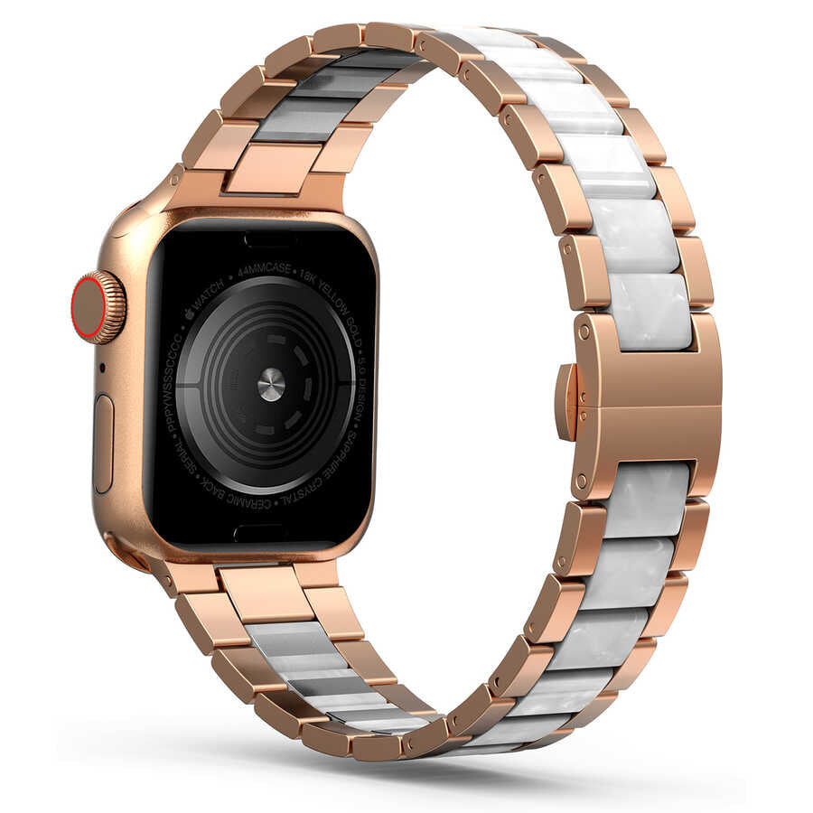 Apple Watch 42mm Wiwu Resin Steel Belt Metal Kordon Beyaz