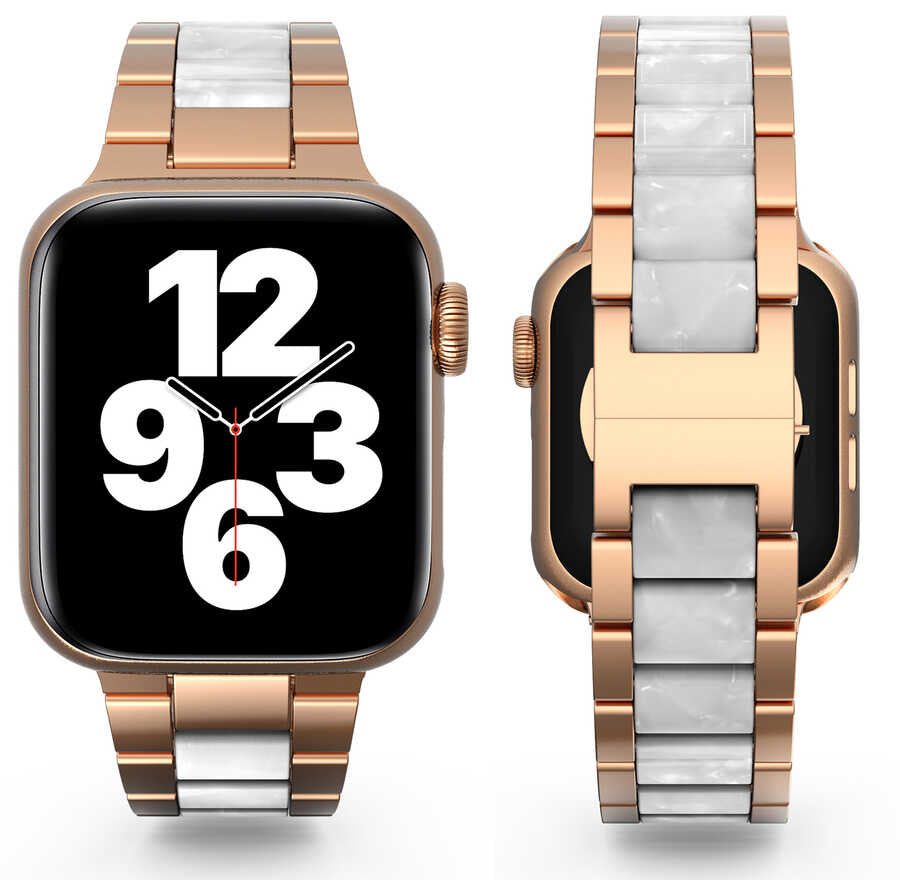 Apple Watch 42mm Wiwu Resin Steel Belt Metal Kordon Beyaz