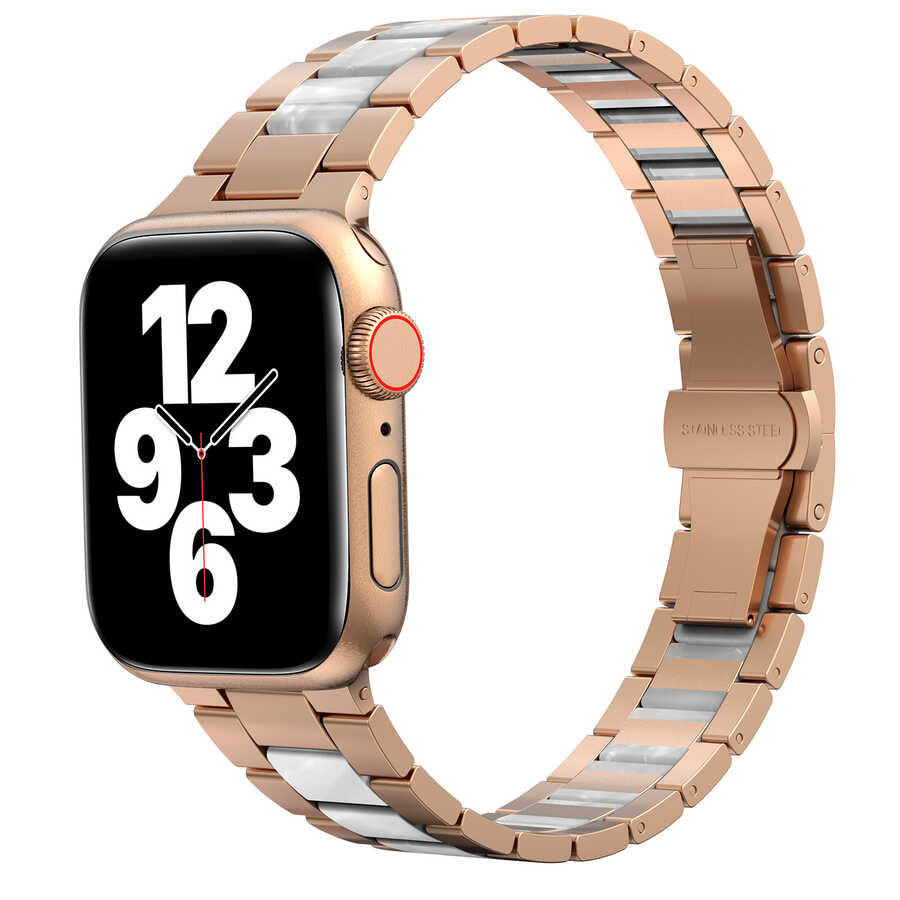 Apple Watch 42mm Wiwu Resin Steel Belt Metal Kordon Beyaz