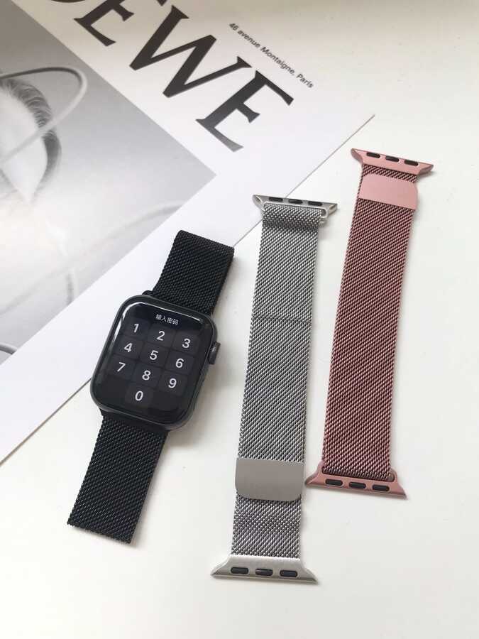 Apple Watch 42mm Zore KRD-01 Metal Kordon Açık Pembe