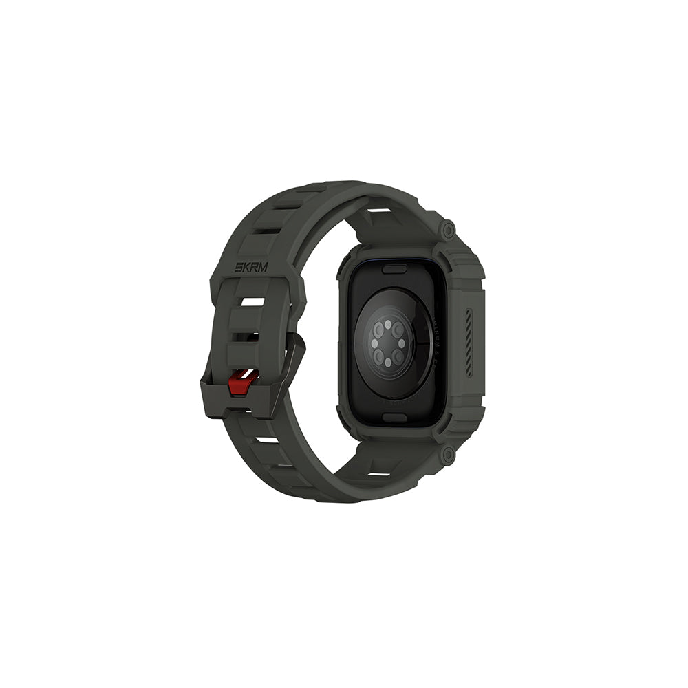 Apple Watch 44 mm Skinarma Mecha 2in1 TPU Kasa Koruyucu + Silikon Kordon Lacivert