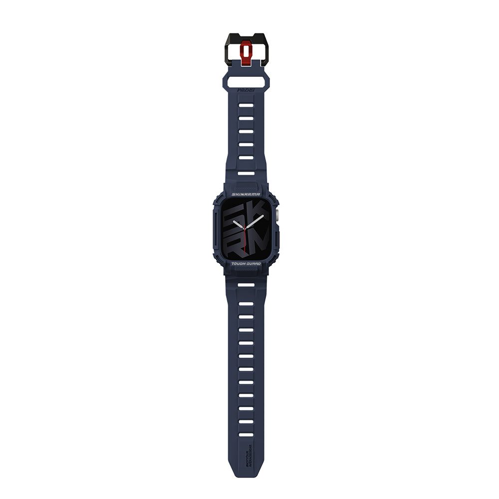 Apple Watch 44 mm Skinarma Mecha 2in1 TPU Kasa Koruyucu + Silikon Kordon Siyah