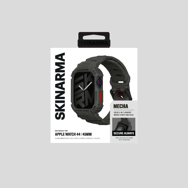 Apple Watch 44 mm Skinarma Mecha 2in1 TPU Kasa Koruyucu + Silikon Kordon Yeşil