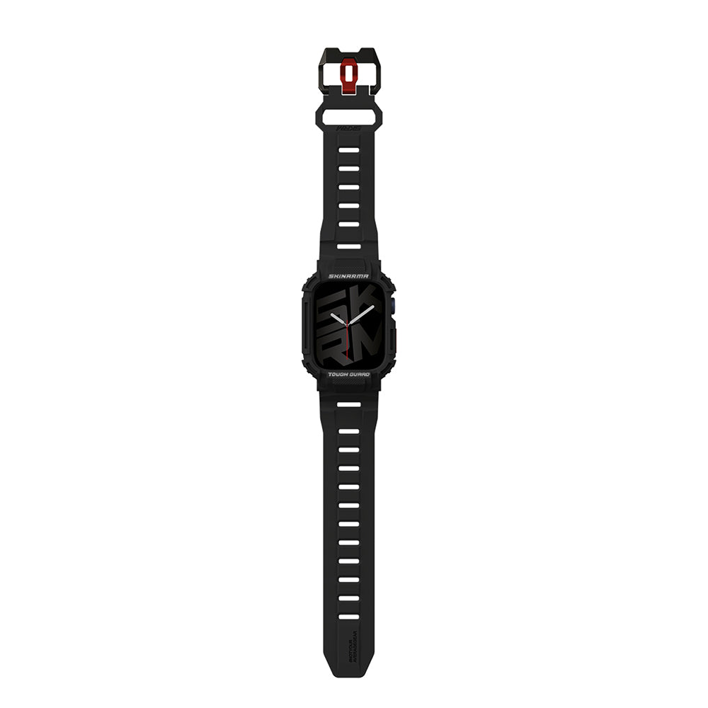 Apple Watch 44 mm Skinarma Mecha 2in1 TPU Kasa Koruyucu + Silikon Kordon Siyah