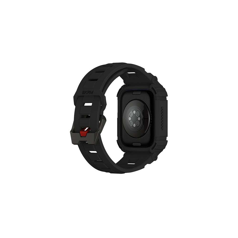 Apple Watch 44 mm Skinarma Mecha 2in1 TPU Kasa Koruyucu + Silikon Kordon Yeşil