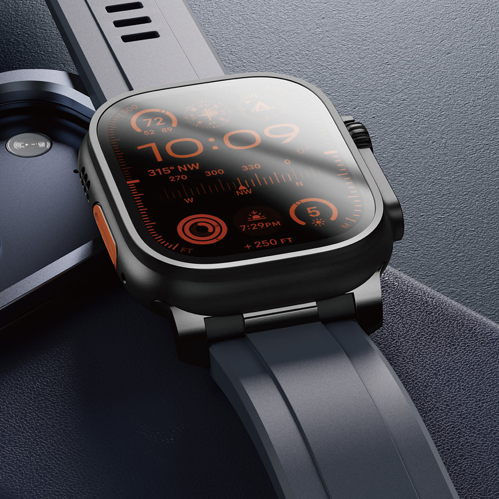 Apple Watch 44mm Amazingthing Titan Chrono Silikon Kordon Beyaz