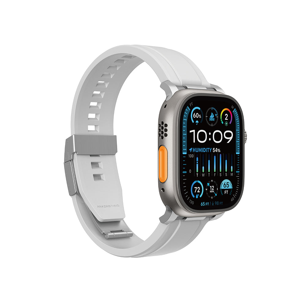 Apple Watch 44mm Amazingthing Titan Chrono Silikon Kordon Turuncu