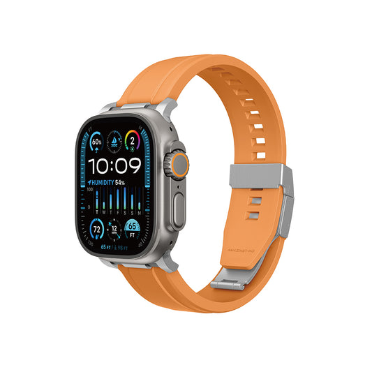 Apple Watch 44mm Amazingthing Titan Chrono Silikon Kordon Turuncu