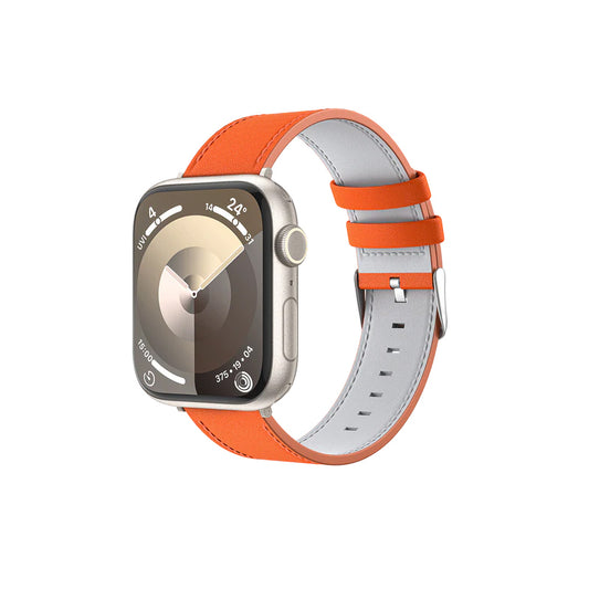 Apple Watch 44mm Benks Vintage Genuine Leather Serisi Deri Kordon Strap Kayış Turuncu