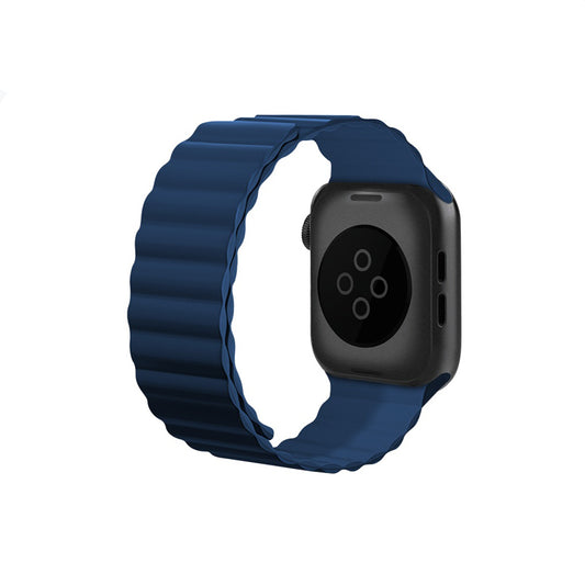 Apple Watch 44mm Kordon Raptic Magnetik Tak Çıkar Silikon Strap Kayış Lacivert