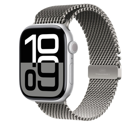 Apple Watch 44mm Zore KRD-100 Titanyum Hasır Kordon Titanyum-Gümüş