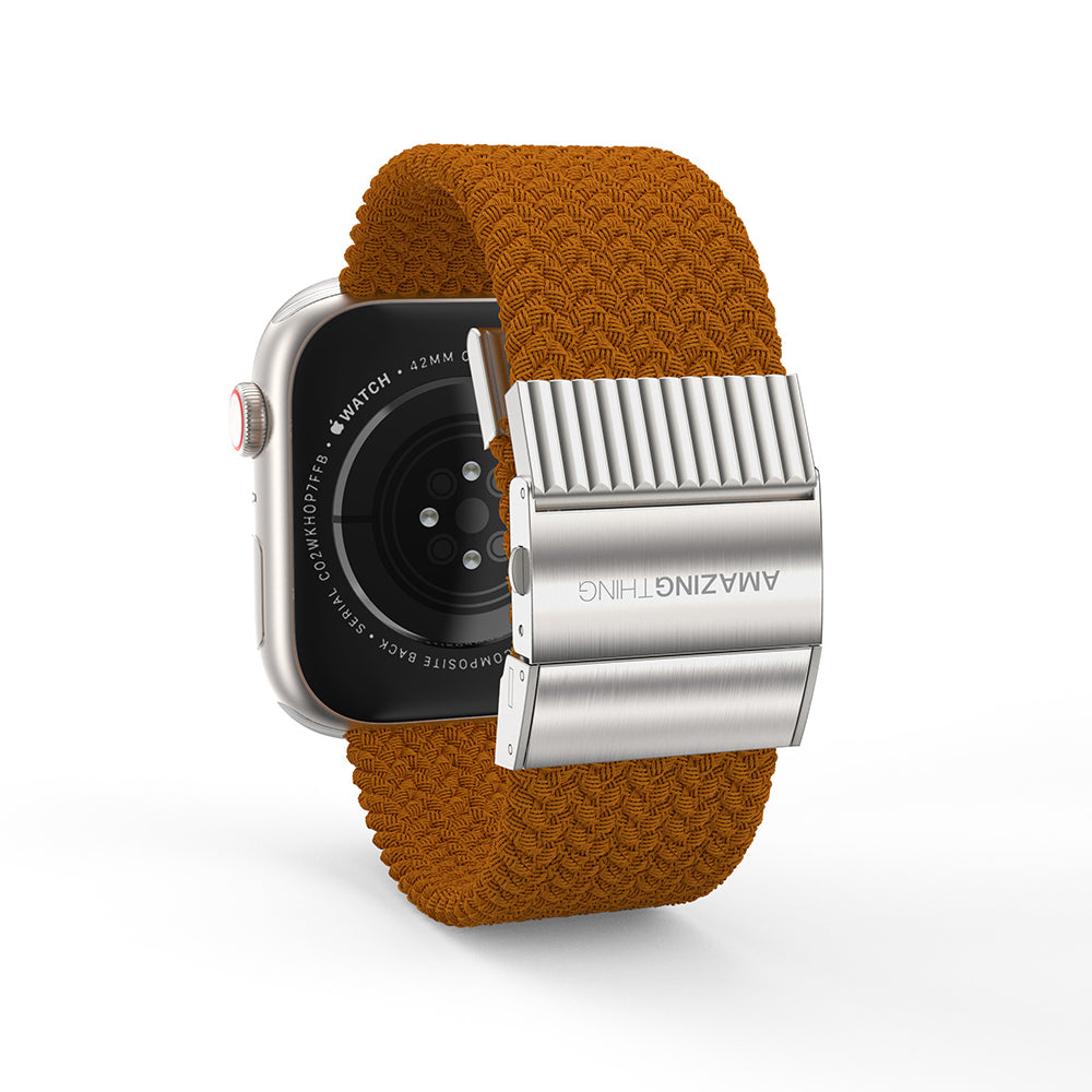 Apple Watch 7 41mm Amazingthing Titan Weave Örgü Sport Kordon Kahverengi