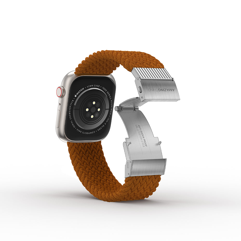 Apple Watch 7 41mm Amazingthing Titan Weave Örgü Sport Kordon Kahverengi