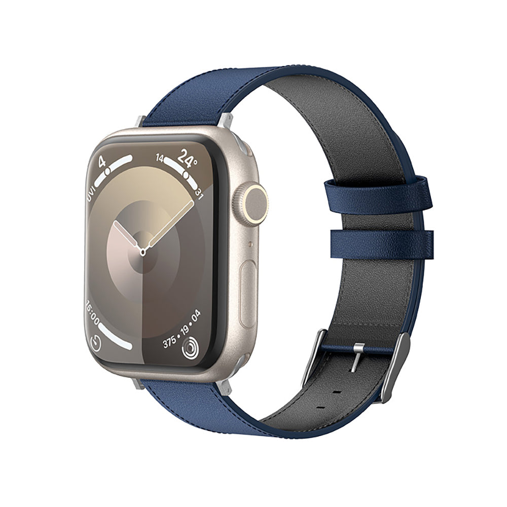 Apple Watch 7 41mm Benks Vintage Genuine Leather Serisi Deri Kordon Strap Kayış Mavi