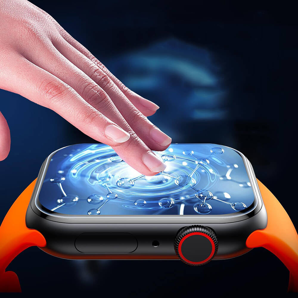 Apple Watch 7 41mm Wiwu Wi-JD105 Easy Install PMMA Pet Ekran Koruyucu + Kolay Uygulama Aparatı Siyah