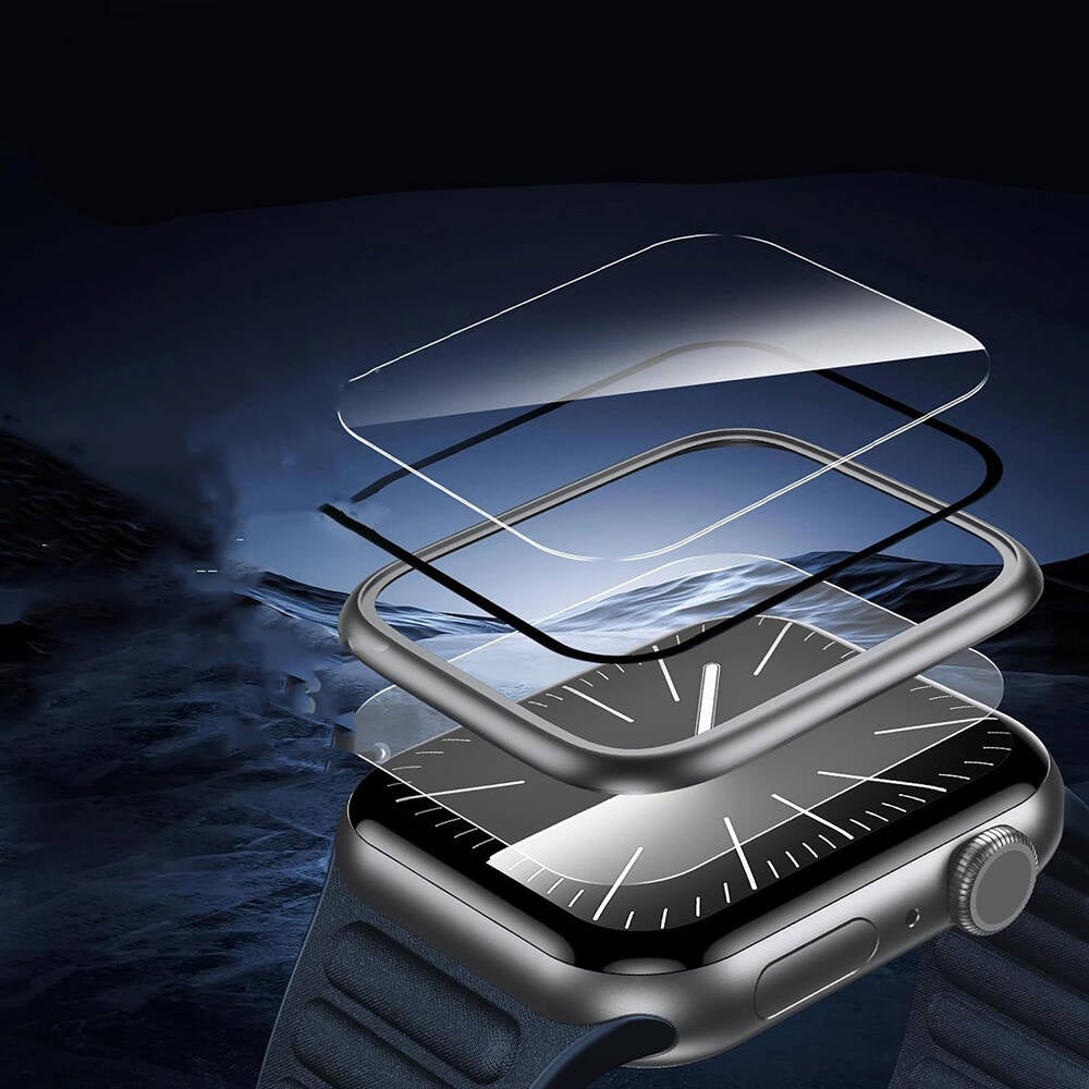 Apple Watch 7 41mm Wiwu Wi-JD106 Easy Install Akıllı Saat Temperli Cam Ekran Koruyucu Gümüş