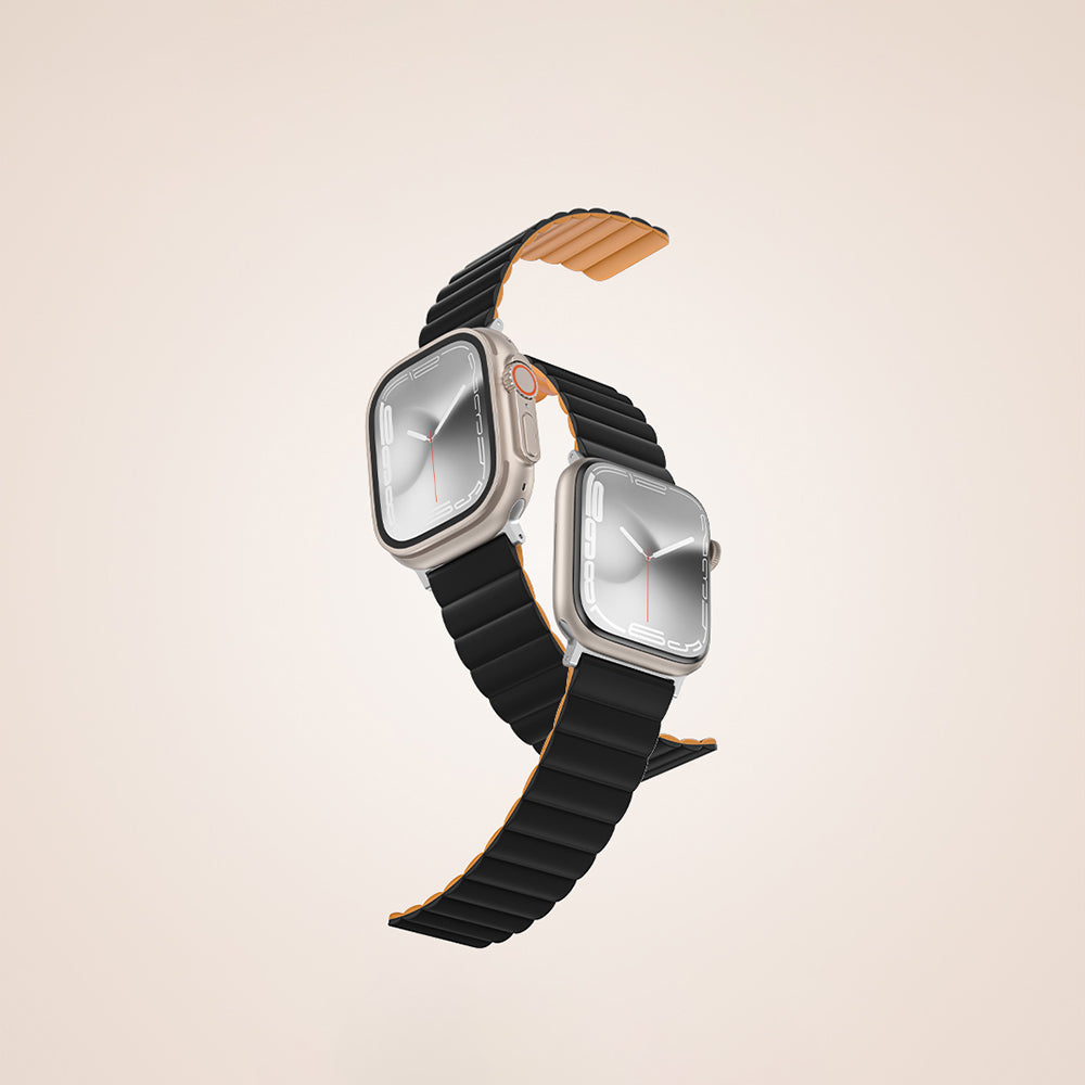 Apple Watch 7 45mm Amazingthing Smoothie Mag Magnetik Tak Çıkar Silikon Strap Kayış Gri-Mavi
