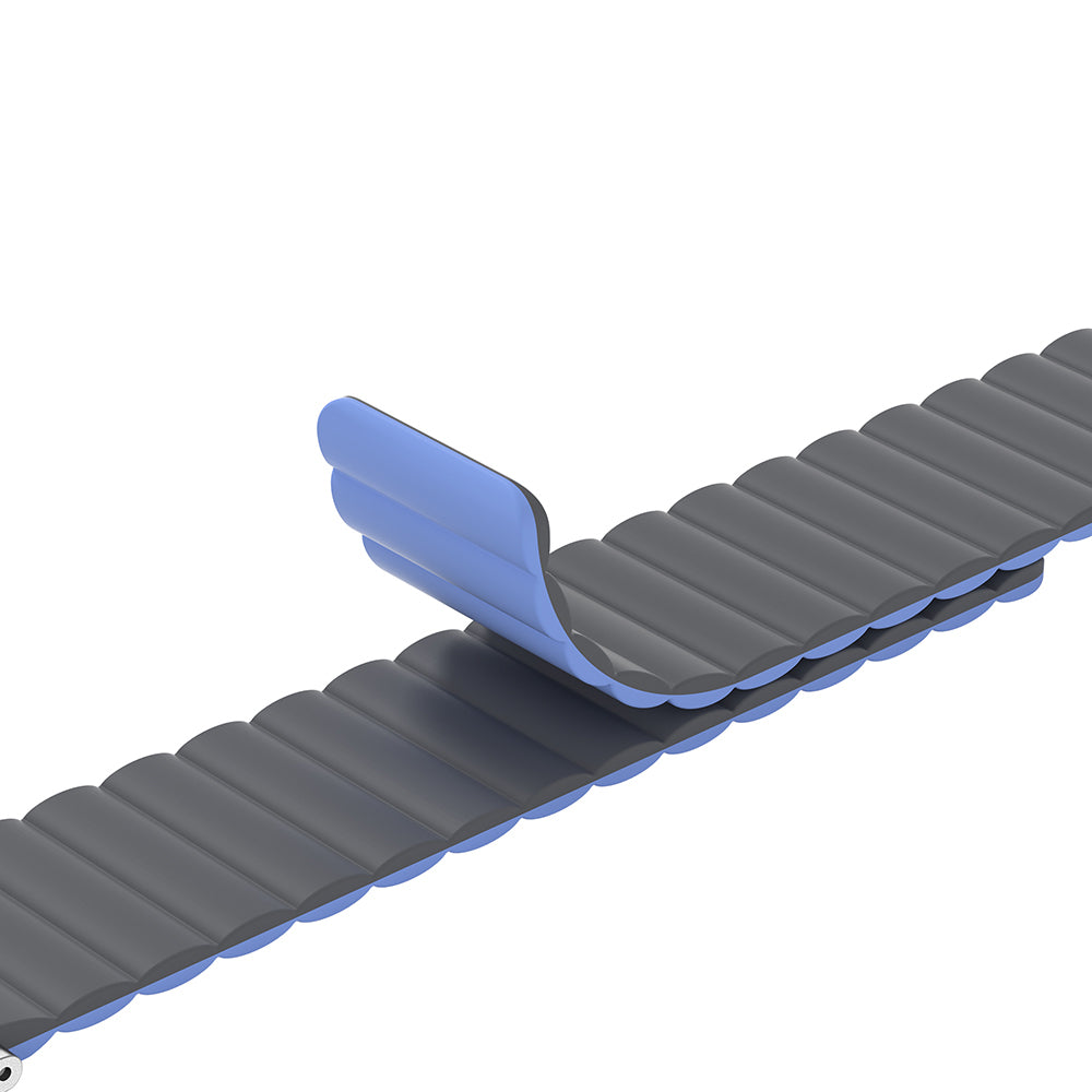 Apple Watch 7 45mm Amazingthing Smoothie Mag Magnetik Tak Çıkar Silikon Strap Kayış Siyah-Turuncu