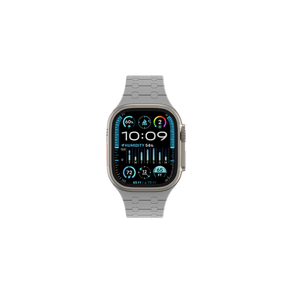 Apple Watch 7 45mm Amazingthing Smoothie Sport Magnetik Tak Çıkar Silikon Strap Kayış Gri-Mavi