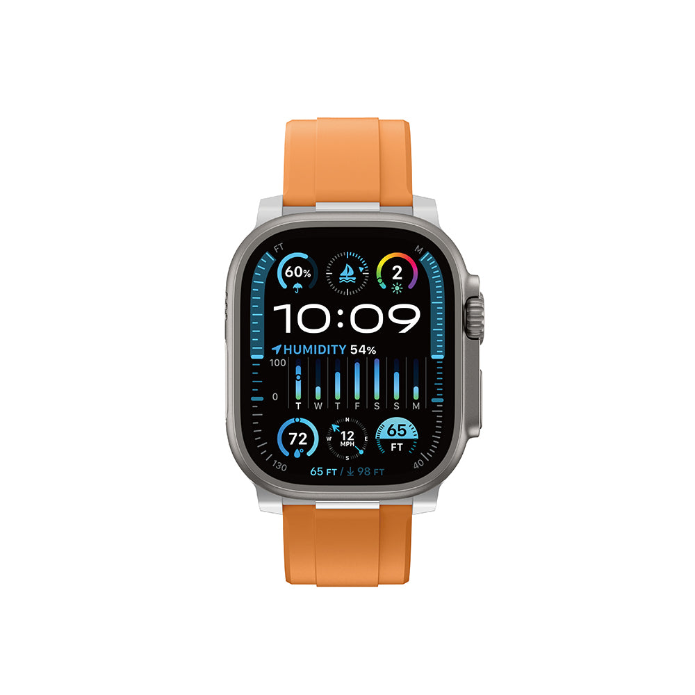 Apple Watch 7 45mm Amazingthing Titan Chrono Silikon Kordon Turuncu