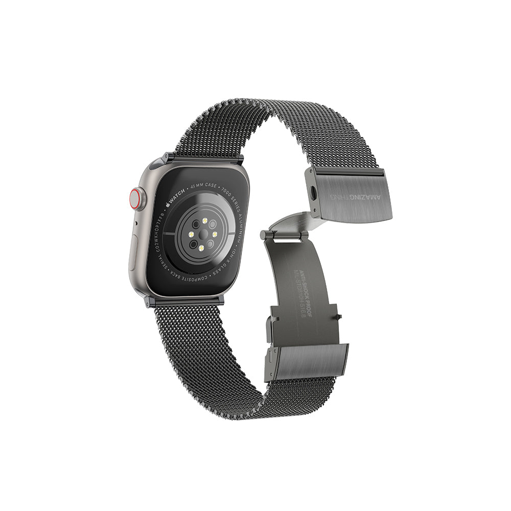 Apple Watch 7 45mm Amazingthing Titan Metal Hasır Kordon Gümüş