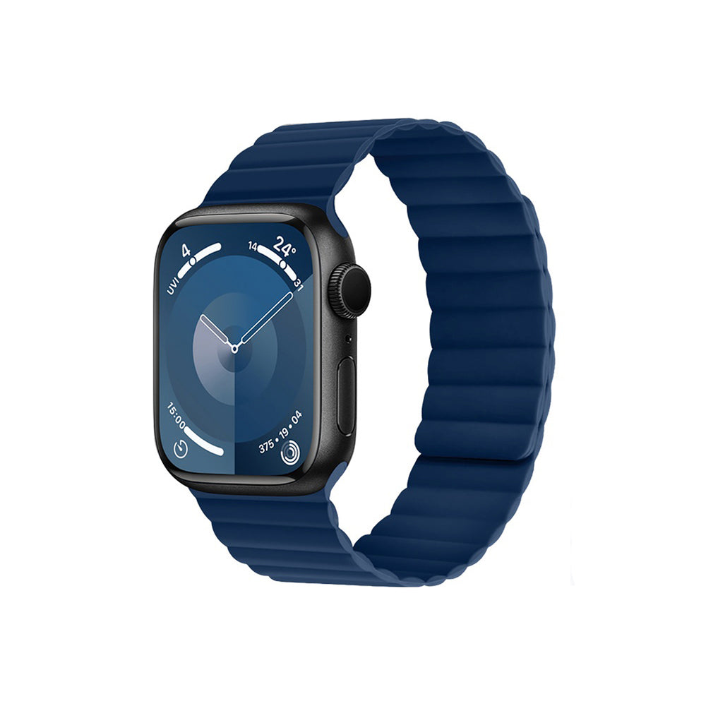 Apple Watch 7 45mm Kordon Raptic Magnetik Tak Çıkar Silikon Strap Kayış Lacivert