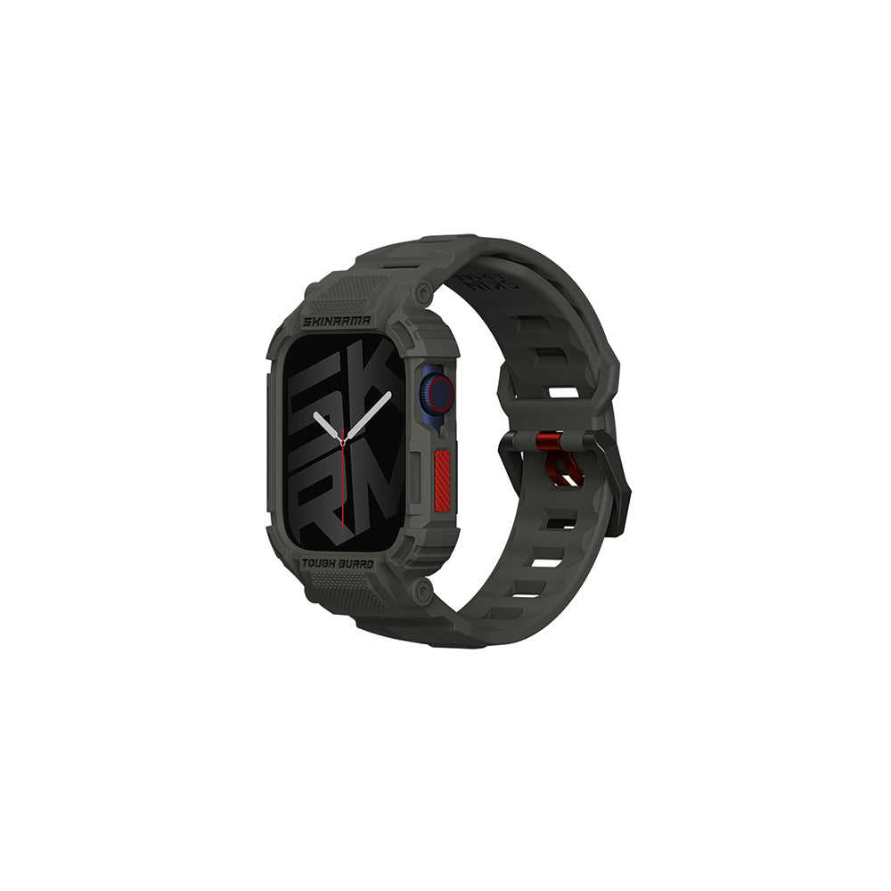 Apple Watch 7 45mm Skinarma Mecha 2in1 TPU Kasa Koruyucu + Silikon Kordon Yeşil