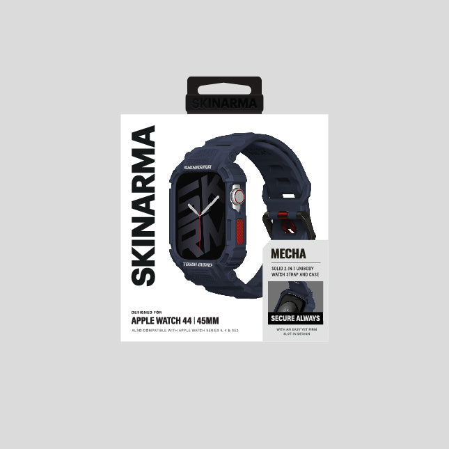 Apple Watch 7 45mm Skinarma Mecha 2in1 TPU Kasa Koruyucu + Silikon Kordon Açık Gri