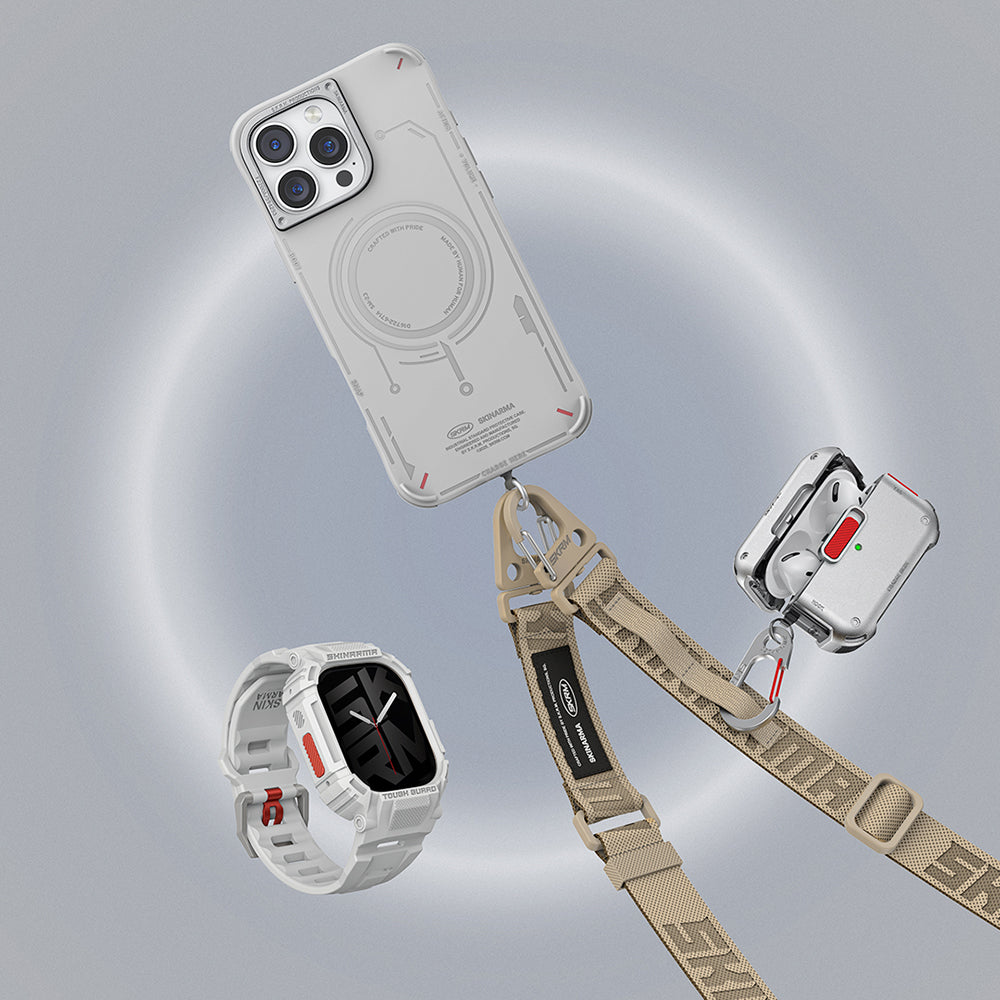 Apple Watch 7 45mm Skinarma Mecha 2in1 TPU Kasa Koruyucu + Silikon Kordon Siyah