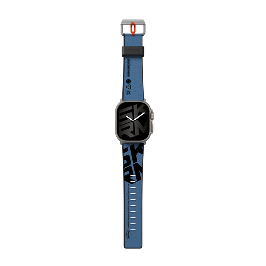 Apple Watch 7 45mm SkinArma Spunk Serisi PU Deri Kordon Mavi