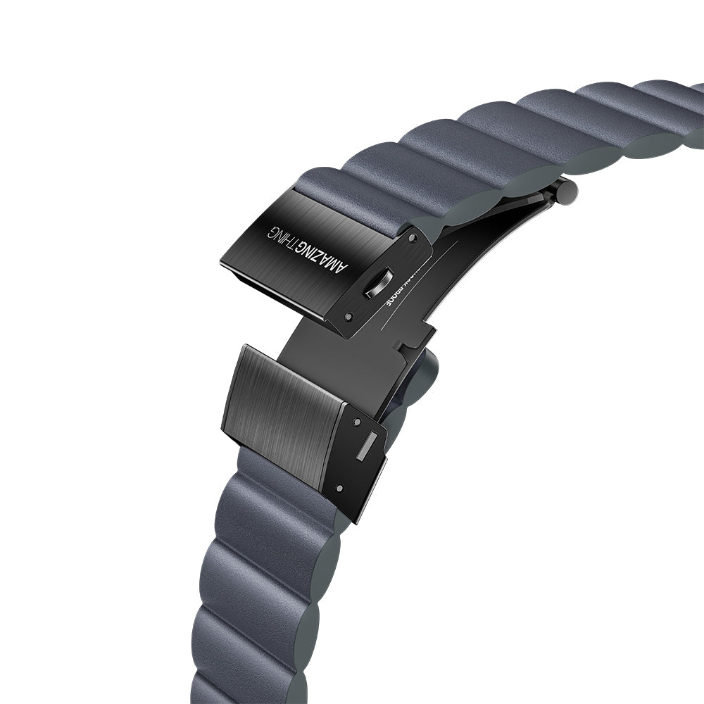 Apple Watch Serisi Uyumlu Amazing Thing Glamour Sense Deri Kordon Mavi